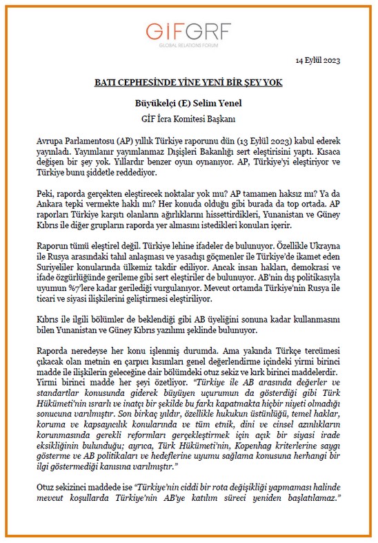 Batı Cephesinde Yine Yeni Bir Şey Yok